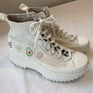 Converse White Run Star Hike Embroidered Women's Sneakers  Platform Size 8.5